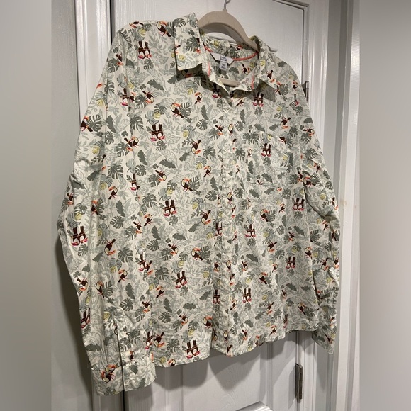 Croft & Barrow Size XXL Tropical Palm Toucan Print Cotton Button Down Shirt - Picture 5 of 11